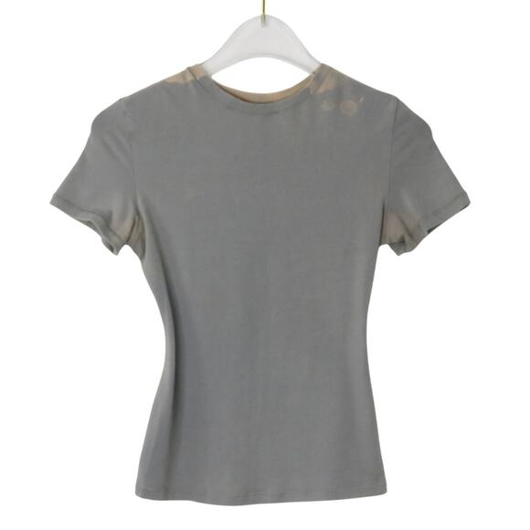 SKIMS Fits Everybody Short Sleeve T-Shirt Gray Crewneck Tee Size XS Bleach Dye - Picture 1 of 5